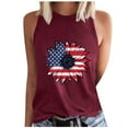 thumbnail image 2 of Wiyuqeen Womens USA Independence Day Sleeveless Shirts 4th of July Flower Tanks Crew Neck Red White and Blue Tanks Memorial Day Gifts, 2 of 4