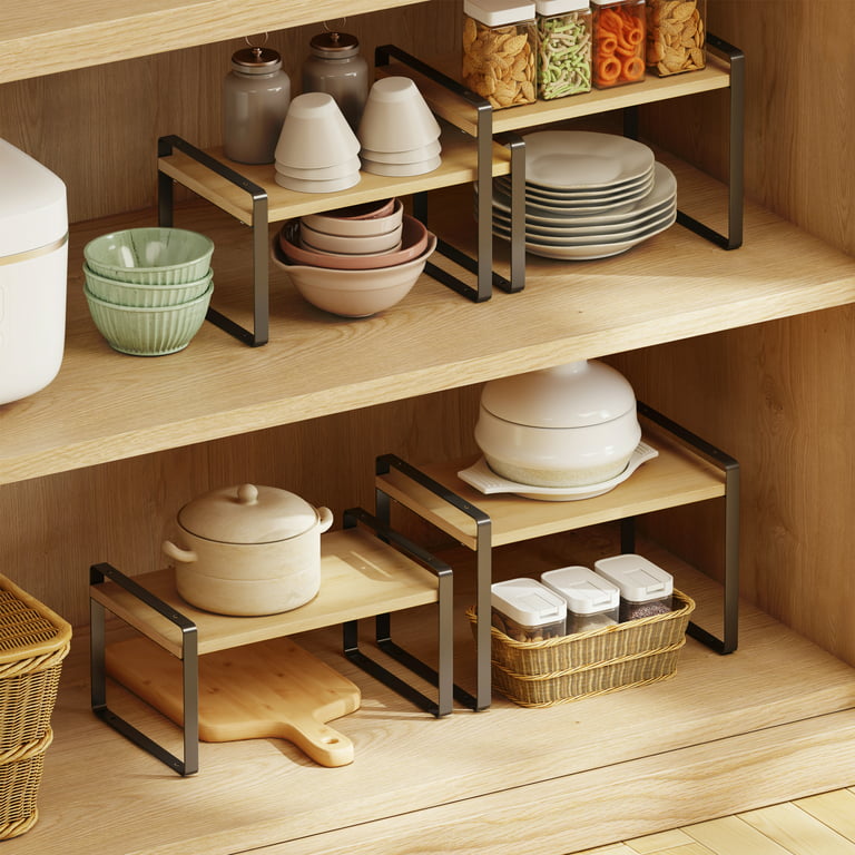 yaenoei Kitchen Shelves, Cabinet Organization Mini Storage Shelf, Black ,Set of 2