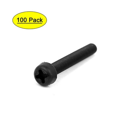 

M3x25mm Round Head Nylon Machine Screw Bolt Fastener Black 100pcs