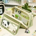 thumbnail image 6 of 10Pcs Cute Panda Case Large Capacity for Adults Aesthetic Case Pouch Cute With Zipper Preppy Pen Bag With Gel Ink Pens, Clips, Stickers, Pin (Green), 6 of 8