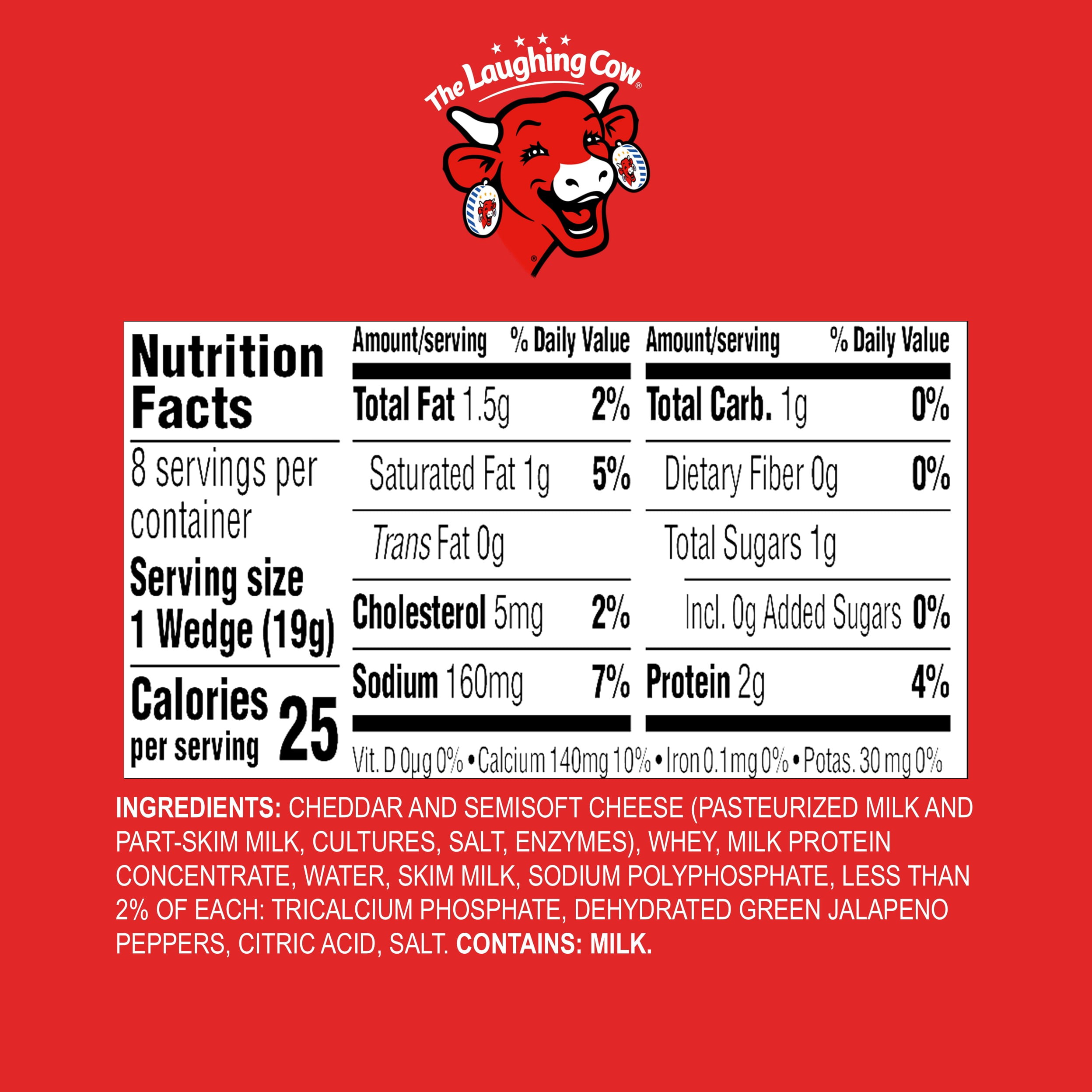 The Laughing Cow Creamy Jalapeño Cheese Spread, 5.4 oz Box