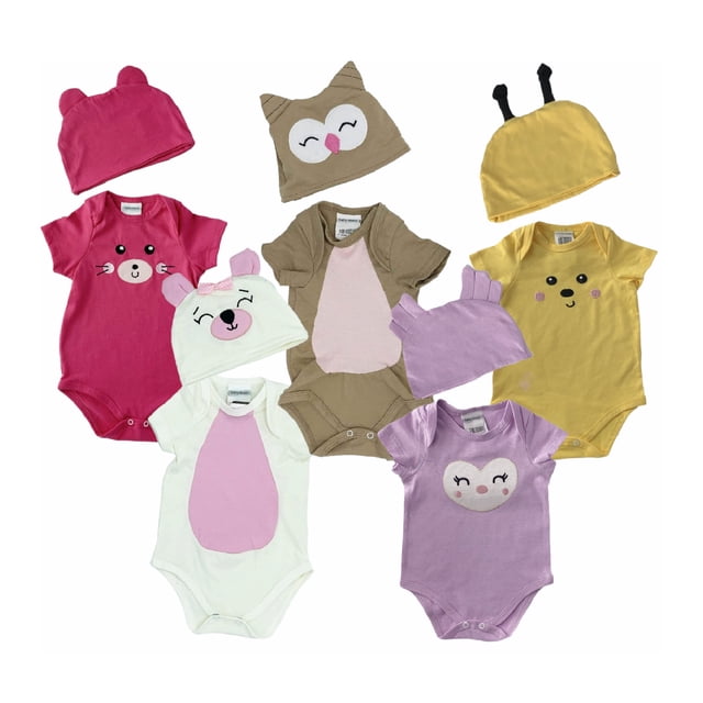 Kit 5 Pañaleros Animalito Kiss Osita, Ratona, Buas, Abeja Talla 6 Meses Kiss Ropa de Recién Nacido