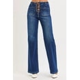 thumbnail image 3 of I AM A FASHION JUNKY RISEN Full Size High Rise Wide Leg Jeans with Front Tie Detail Plus Size (DARK, 11), 3 of 6