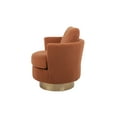 thumbnail image 5 of 360° Swivel Barrel Chair with Gold Stainless Steel Base, Teddy Accent Chairs with Thick Cushion, Round Barrel Armchairs Reading Chairs for Living Room Bedroom Waiting Room, Brown, 5 of 9