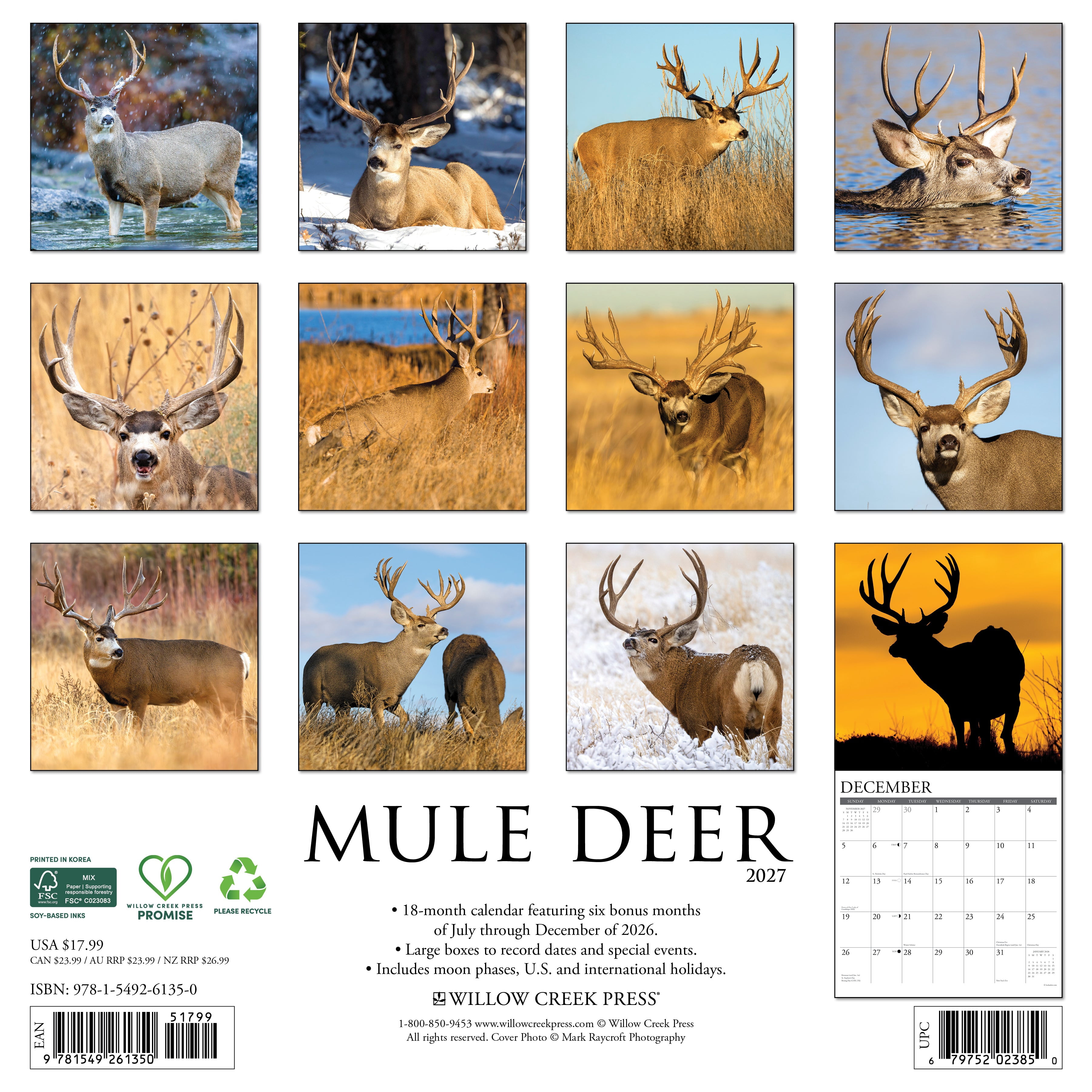 Willow Creek Press, Mule Deer 2027 Wall Calendar