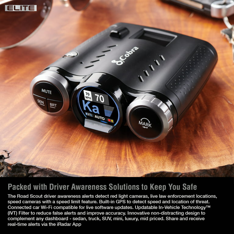 Cobra Road Scout Dash Cam and Radar Detector, Left, WiFi, Bluetooth, iRadar  Compatible, HD 1080P Dash Camera for Cars, Heavy Duty EZ Mag Mount