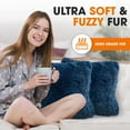 thumbnail image 2 of Cheer Collection Set of 2 Shaggy Long Hair Throw Pillows | Super Soft and Plush Faux Fur Accent Pillows - 18 x 18 inches, 2 of 5