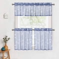 thumbnail image 3 of GlowSol 26"W x 24"L Sheer Cafe Curtain Ribbon Embroidery Short Window Curtain Rod Pockrt Half Window Voile Kitchen Curtains, Dusty Blue, Set of 2, 3 of 6