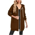 thumbnail image 5 of Zipper Long Hoodies for Women, Oversized Jacket Coat with Pocket, Casual Fall Long Sleeve Sweatshirts, 5 of 7