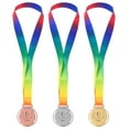thumbnail image 1 of 3 Pcs Médailles Motif Trophée Or Argent Bronze Médailles Suspendues Récompenses Médailles, 1 of 8