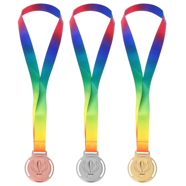 3pcs Patrón de trofeo Medalla de oro Medallas de bronce de plata Medallas de medallas colgantes Medallas