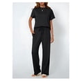 thumbnail image 4 of Women'S Two-Piece Casual Suit Travel Sportswear Short-Sleeved Wide-Leg Casual Sports Suit Black Suit M, 4 of 7