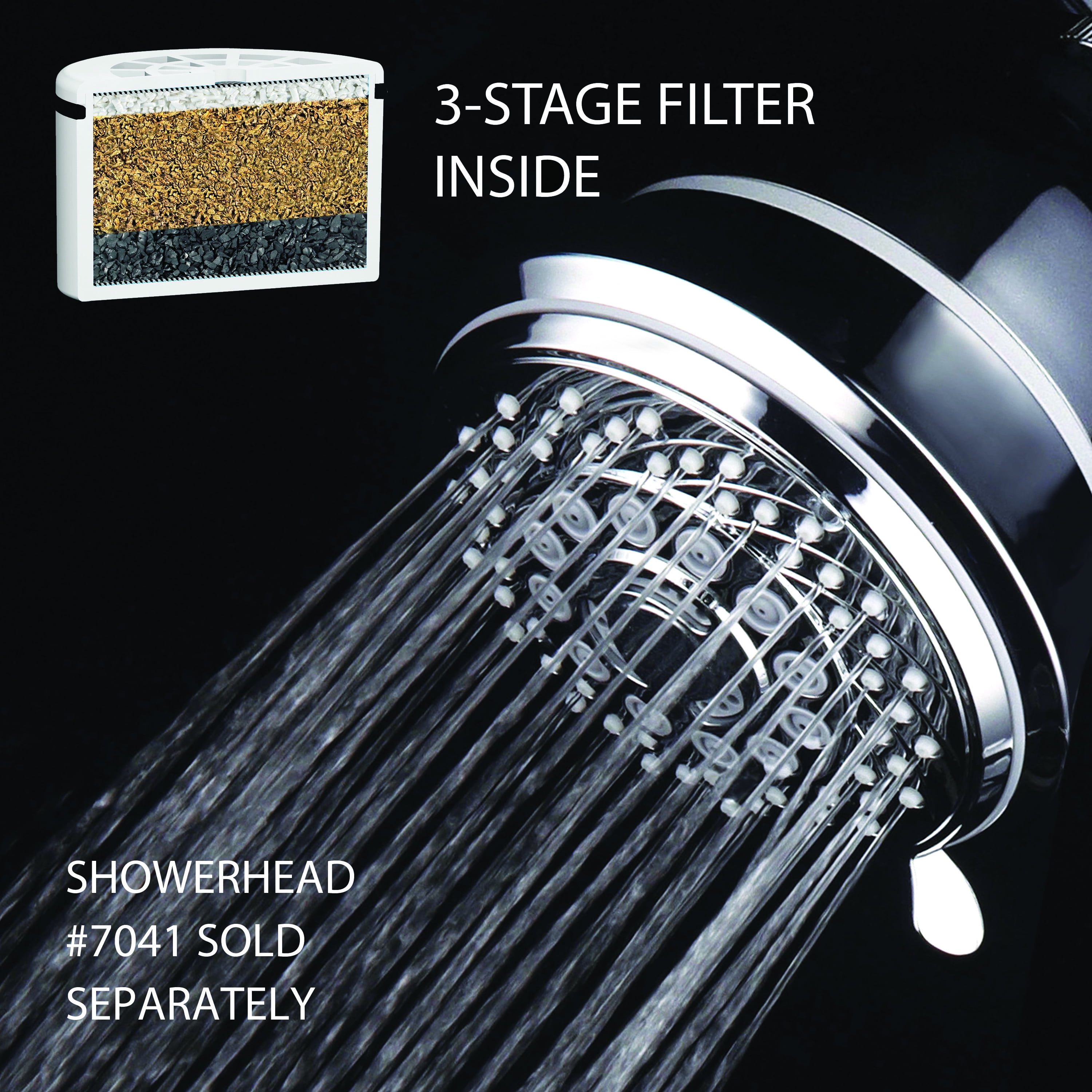 AquaSpa® Replacement Disposable 3-Stage Cartridge - for use with AquaCare Series Filtered Shower Heads, Handheld Showers and Shower Filters