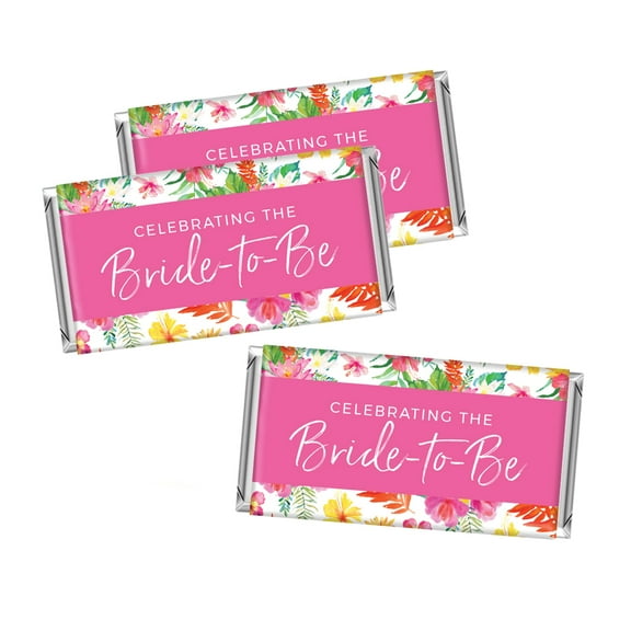 Tropical Floral Garden Party Wedding, Hershey Bar Labels, A Sweet Celebration, 10-pack