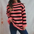 thumbnail image 7 of Qulqfy Pullover Women's Sweater Striped Trendy Pink Crew Neck Chunky Knit Long Sleeve Shirts Fall Sweaters Women S, 7 of 7