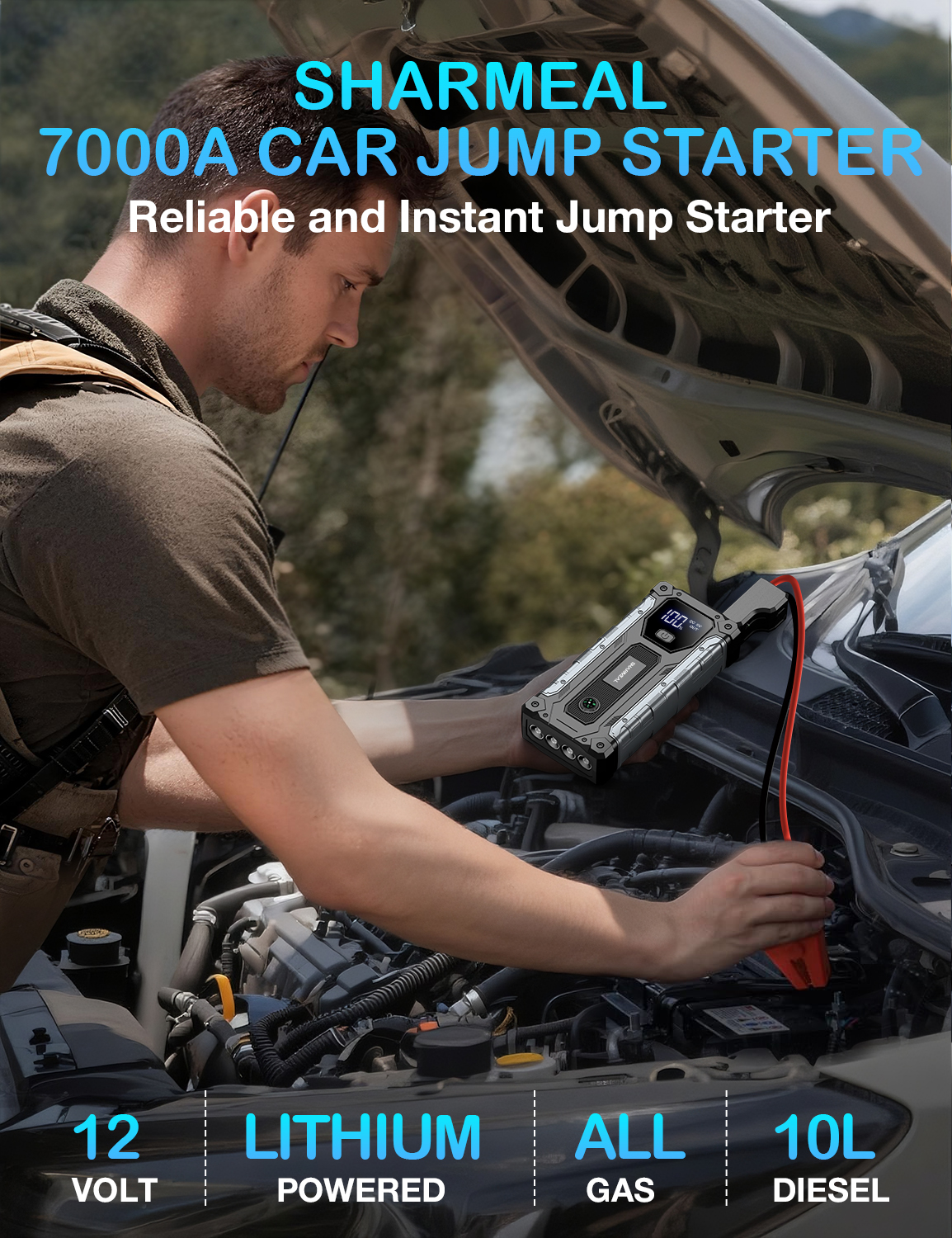 Sharmeal 7000A Portable Car Jump Starter with USB Ports photo 2