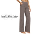 thumbnail image 2 of Women's Pants Fashion Yoga Pants Women Casual Cotton Linen High Waisted Wide Leg Pants Button Up Straight Leg Trousers, 2 of 5