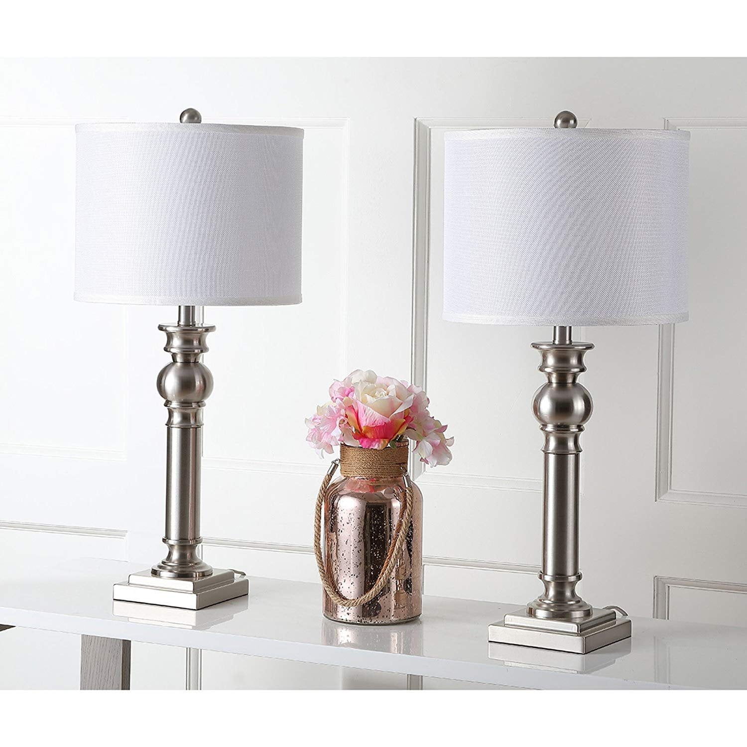 Safavieh Lighting Collection Argos Column Nickel 28.25inch Table Lamp