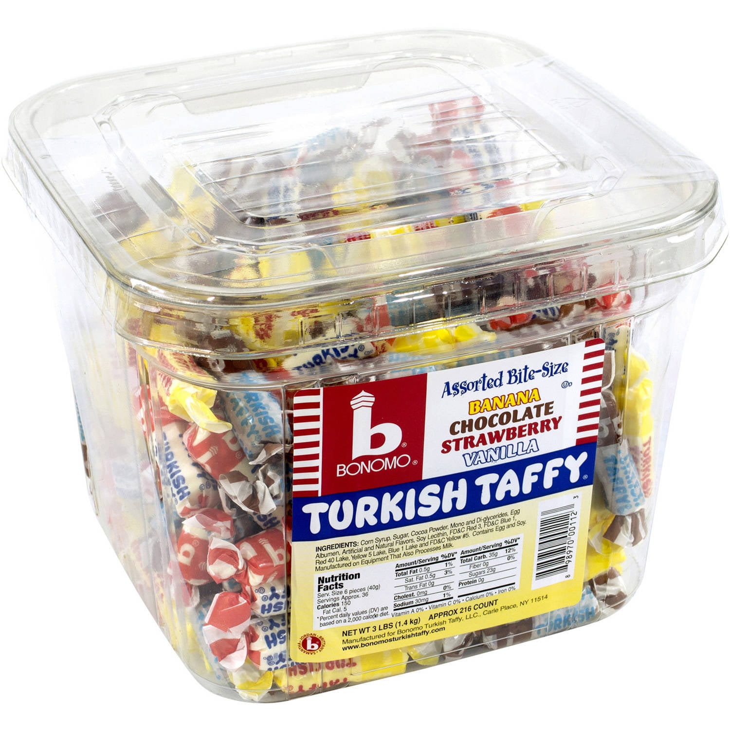 Bonomo Assorted BiteSize Turkish Taffy, 200 Ct, 3 Lbs