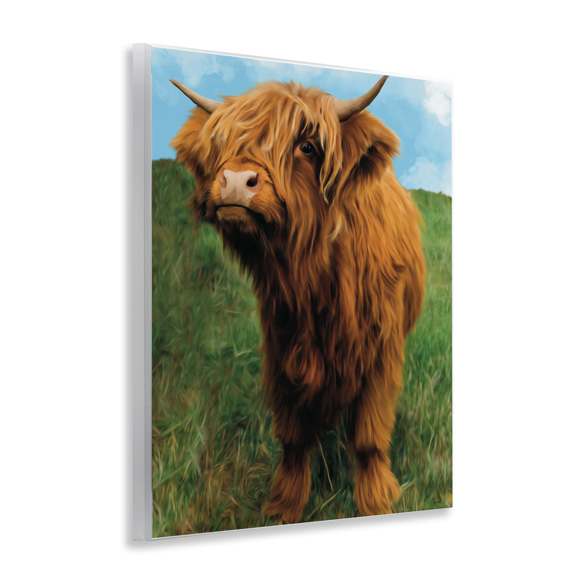 Stupell Industries Mini Highland Cow Calf Wall Plaque Art, design by Renel Peters