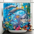 thumbnail image 3 of Cute Dolphin Shower Curtains for Kids Ocean Theme Fantasy Colorful Tropical Fishes Coral Marine Life Shower Curtain 72x72 Inch Polyester Fabric Summer Decor with Hooks, 3 of 6