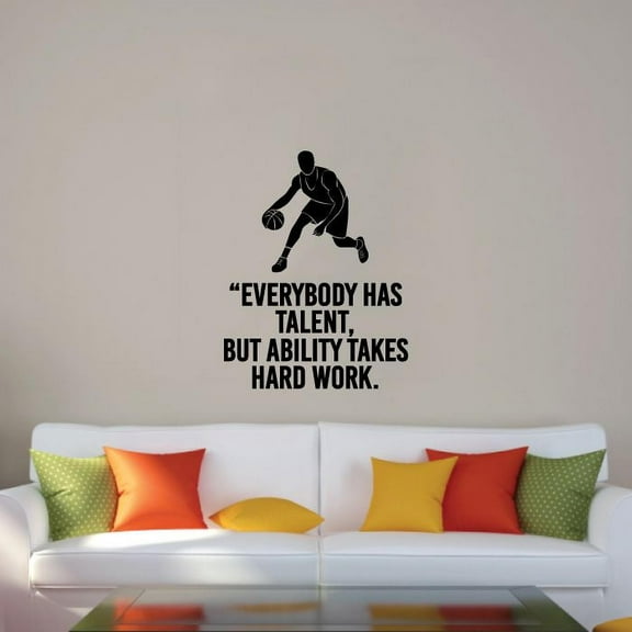 Everybody Has Talent, But Ability Takes Hard Work Vinyl Wall Sticker Art Decal Sports Boys Kids Room Design Bedroom Basketball Sports House Home Decor Wall Sticker Vinyl Decoration Size (40x24 inch)
