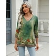 thumbnail image 3 of Zeagoo 3/4 Length Sleeve Womens Work Blouses V Neck Casual Fashion Tops, 3 of 7