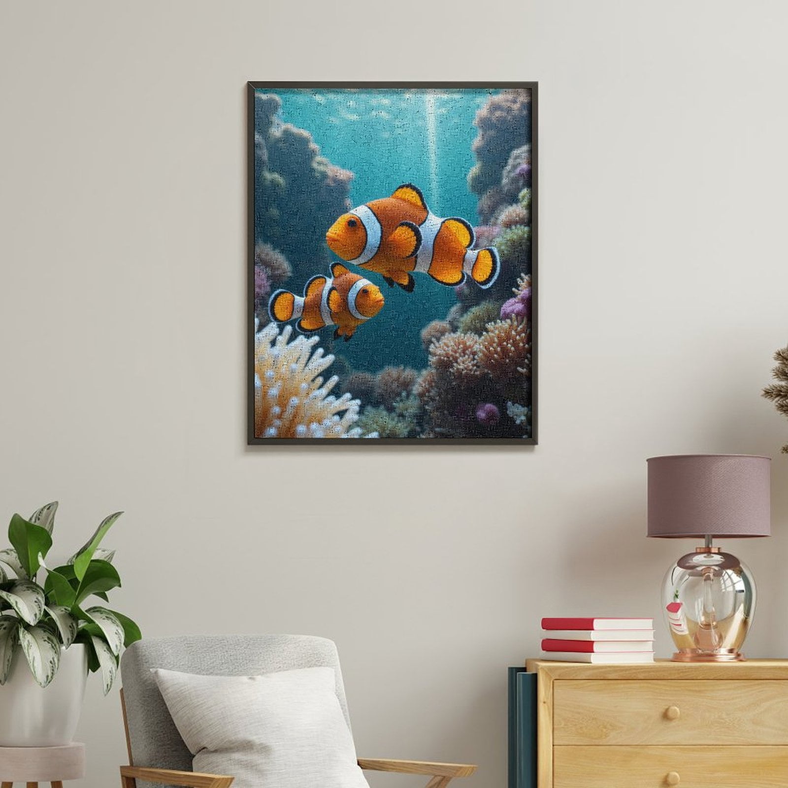 Paint by Numbers Kit for Adults, Tropical Clownfish Coral Reef Scene Paint by Numbers, Easy Paint by Numbers Kit for Adults Beginner, DIY Adult Paint by Number Kits on Canvas, Home Decor