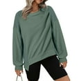 thumbnail image 4 of hxobax Colorblock Oversized Sweatshirt for Womens Crewneck Pullover Tops High Low Tunic Jumper Shirt, 4 of 7