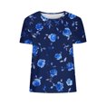 thumbnail image 3 of Tops de Ajuste Suelto para las Mujeres Impreso Manga Corta Suéter Camiseta Cuello Redondo Blusa Casual, Top de Moda para el Uso Diario Y las Salidas, 3 of 6