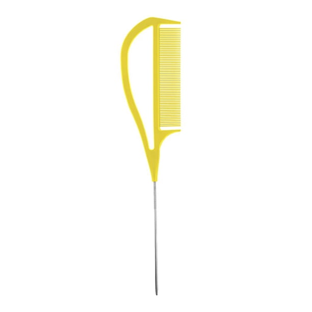 Peine de Cola Metal Pin Tail Zulema para Estilizar Peluquería Amarillo 26.3x5.5cm