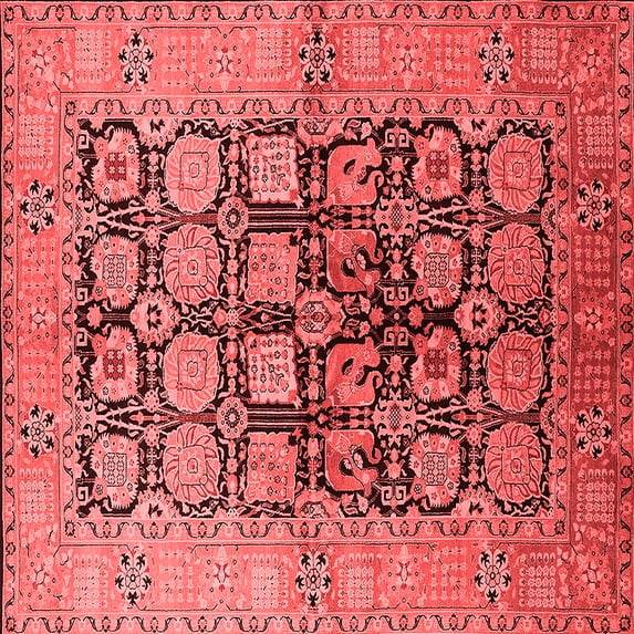 Ahgly Company Indoor Square Oriental Red Industrial Area Rugs, 5' Square