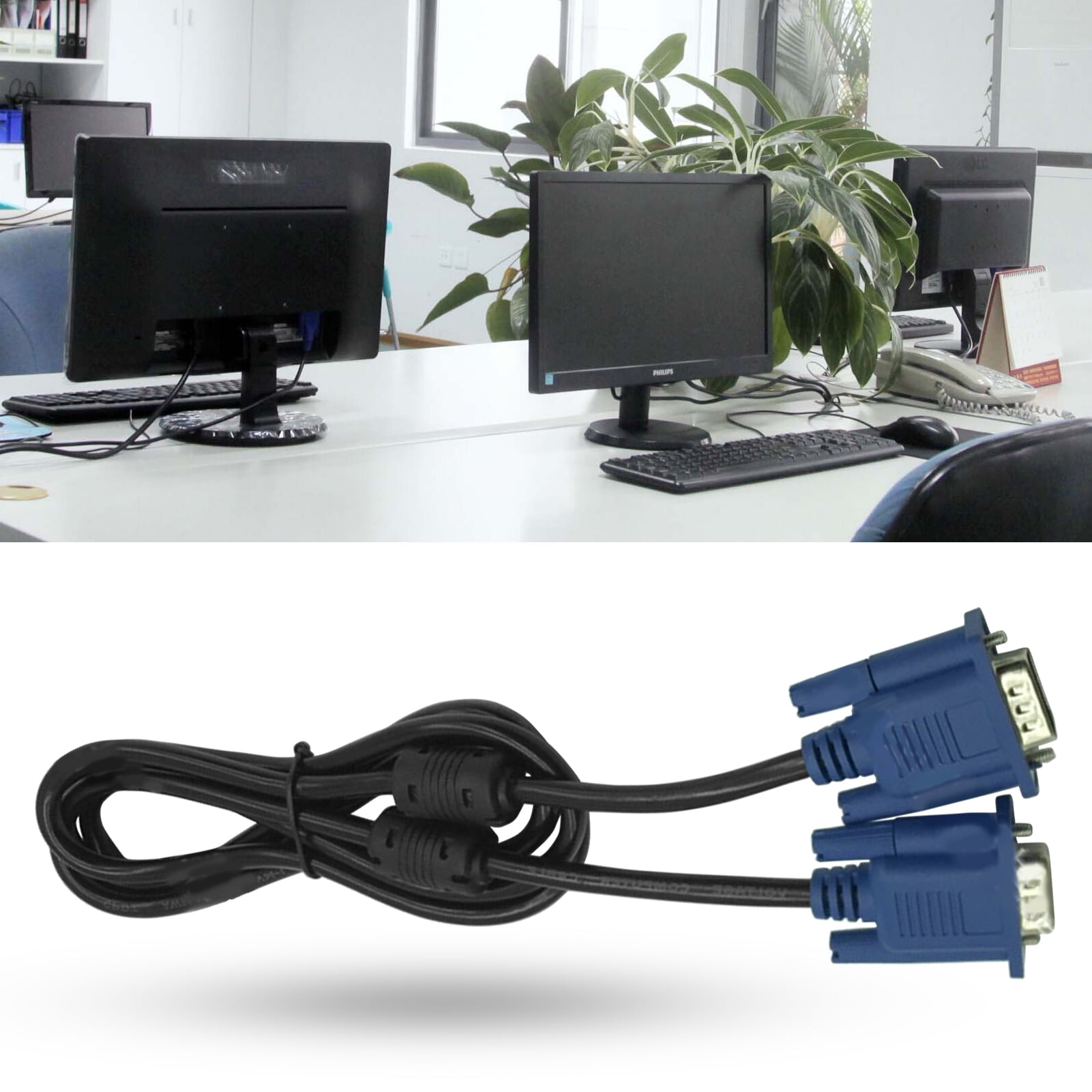 Cheers.US VGA Cable Practical Wide Application Plug Play 1.5m Computer