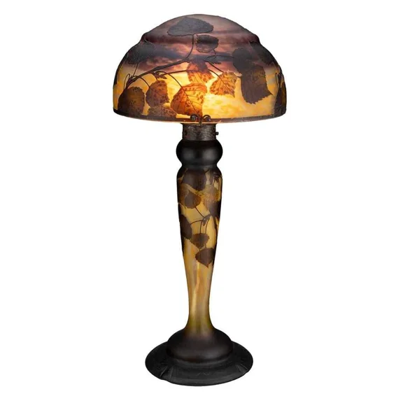 Pre-Owned Daum Nancy Overlaid and Acid-Etched Glass Poplar Table Lamp, Circa 1910