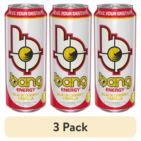 (3 pack) BANG Energy Drink, Black Cherry Vanilla, 16 fl oz, Can