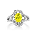 thumbnail image 2 of Gem Stone King 1.93 Ct Oval Canary Mystic Topaz 925 Sterling Silver Women's Split Shank Statement Ring, 2 of 6