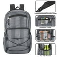 thumbnail image 3 of Deluxe See Through Mesh Multipocket Bungee Cord Backpack for School, Work, Sports, Gym, Travel, Recreation & Commuting in Gray, 3 of 6