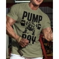 thumbnail image 2 of Gymish Pump Day Workout T-Shirt for Men – Funny Gym Shirt, Motivational Lifting Tee, Men’s Athletic Apparel, Military Green, Small, 2 of 6