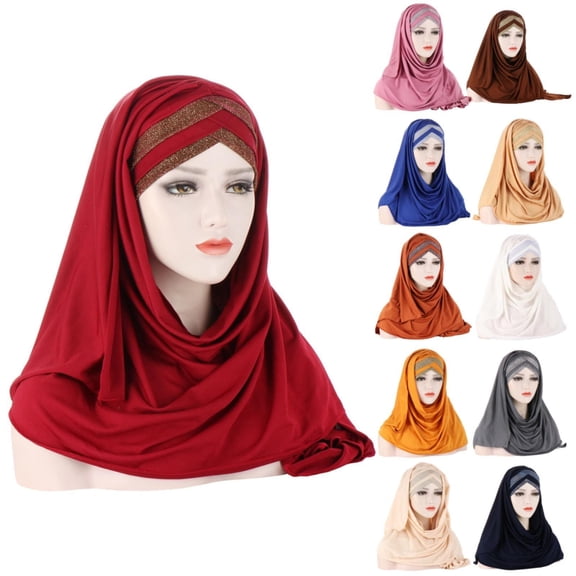 Beige Islamic Muslim Under Hijab Cap Inner Polyester,Spandex Adjustable Muslim Scarf Stretchy Head Scarf for Women One Size