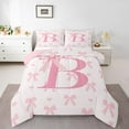 thumbnail image 2 of Pink Bow Comforter Set Full Size,Princess Style Bowknot Love Hearts Girly Fairy Bedding Set Young,Initial Letter B Chic Romantic Down Comforter,Kawaii Pink,3 Pcs 2 Pillowcases, 2 of 6