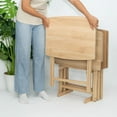 thumbnail image 5 of PJ Wood 5 Pack XL Oversize Tray Table for Living Room or Kitchen, Natural Wood, 5 of 13