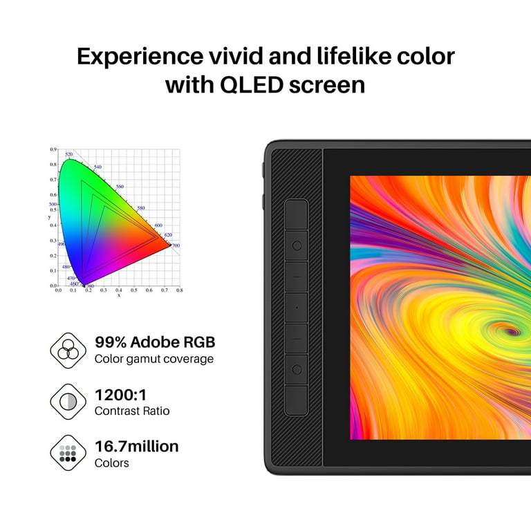 Huion Kamvas Pro 13 2.5K New QLED Drawing Graphics Display Pen Monitor  145%sRGB 226PPI Accurate Drawing 7 Keys Metal Shell