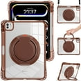 thumbnail image 2 of ELEHOLD Rotating Shockproof Case For iPad Air 11 2025/2024, iPad Pro 11 2022/2021/2020/2018 Full Body Protection Clear Rugged Cover, 360° Rotating Ring Hand Grip Stand Shoulder Strap,Chocolate, 2 of 9