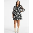thumbnail image 3 of Time and Tru Women's Smocked Chiffon Mini Dress with Long Sleeves, Sizes XS-XXXL, 3 of 6