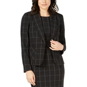 Kasper Womens Windowpane One Button Blazer Jacket, Black, Petite, 2P