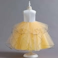 thumbnail image 4 of Diufon Puffy Princess Dress for 5-14 Years Girl Lace Mesh Layered Rompers Skirt Birthday Middle-Age Dresses (5-6 Years, Yellow), 4 of 9
