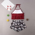 thumbnail image 2 of PENGXIANG Family Matching Mother Girl Bikini Set Halter Floral Ruffle High Waisted Swimwear Bathing Suit, 2 of 6