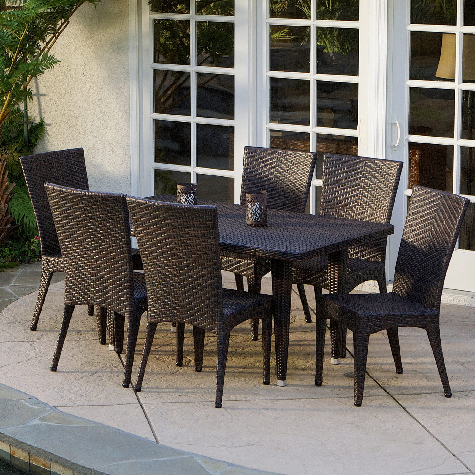 Brooke AllWeather Wicker Patio Dining Set Seats 6