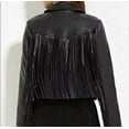 thumbnail image 2 of Abez Women's Black Pure Lambskin Leather Fringe Motorcycle Biker Tassel Jacket Party Wear Jacket, 2 of 2