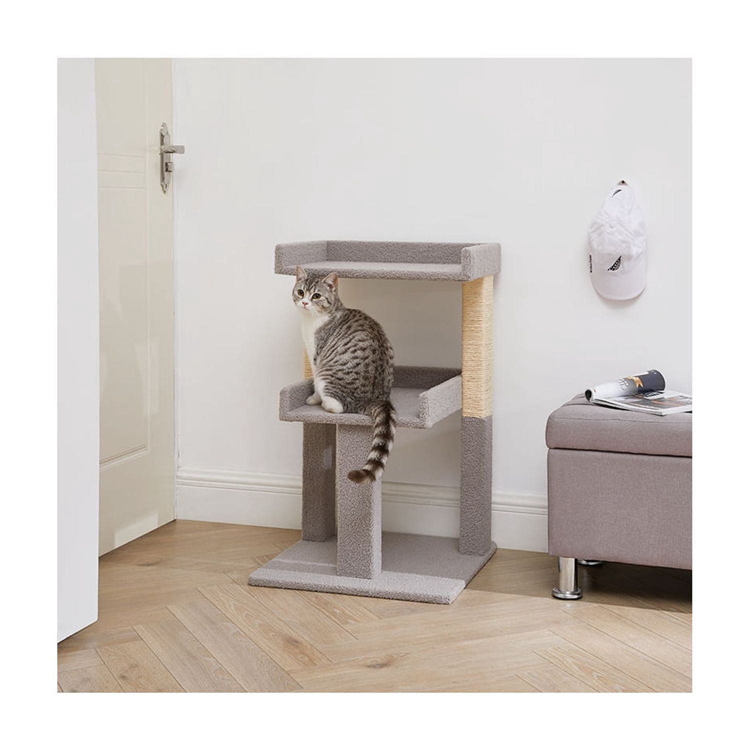 Lulu 2-Tier Cat Tree Tower for Indoor Cats – Large Cat Tower & Cat Condo for Large Cats | Cat Tree House:Gray